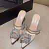 Мода 2024 года, новые модные туфли с острым носком и кристаллами, прозрачные женские туфли на высоком каблуке, летние повседневные туфли-лодочки для женщин Zapatos Mujer