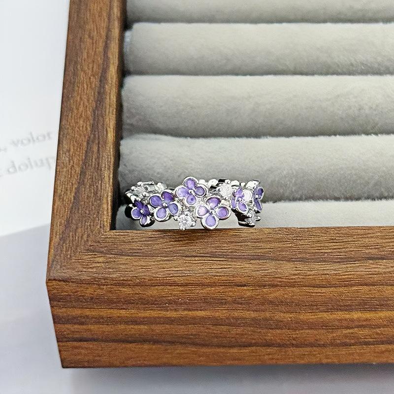 Enamel Color Butterfly Ring French Niche Exquisite Ring Middle Ancient Small Fresh Super Fairy Temperament Open Index Finger Ring