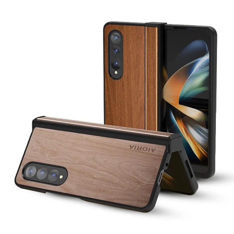 Чехол для Samsung Galaxy Z Fold 4 3 5G, новый дизайн, чехол для телефона из искусственной кожи с деревянным бамбуковым узором