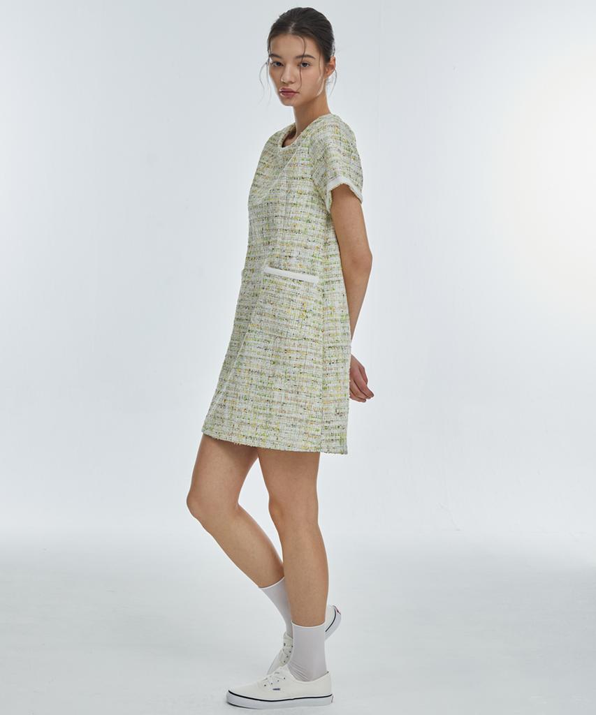 Manavis Seven Lovely Tweed Dress [Green]