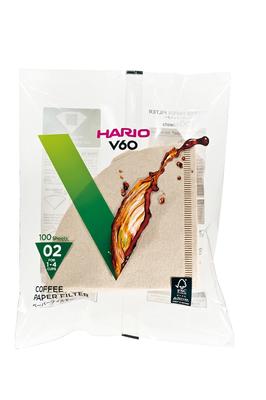 Бумажные фильтры HARIO V60 02 W Упаковка Сделано в Коричневый, 1-4 чашки, 100 штук, Япония, VCF-02-100M