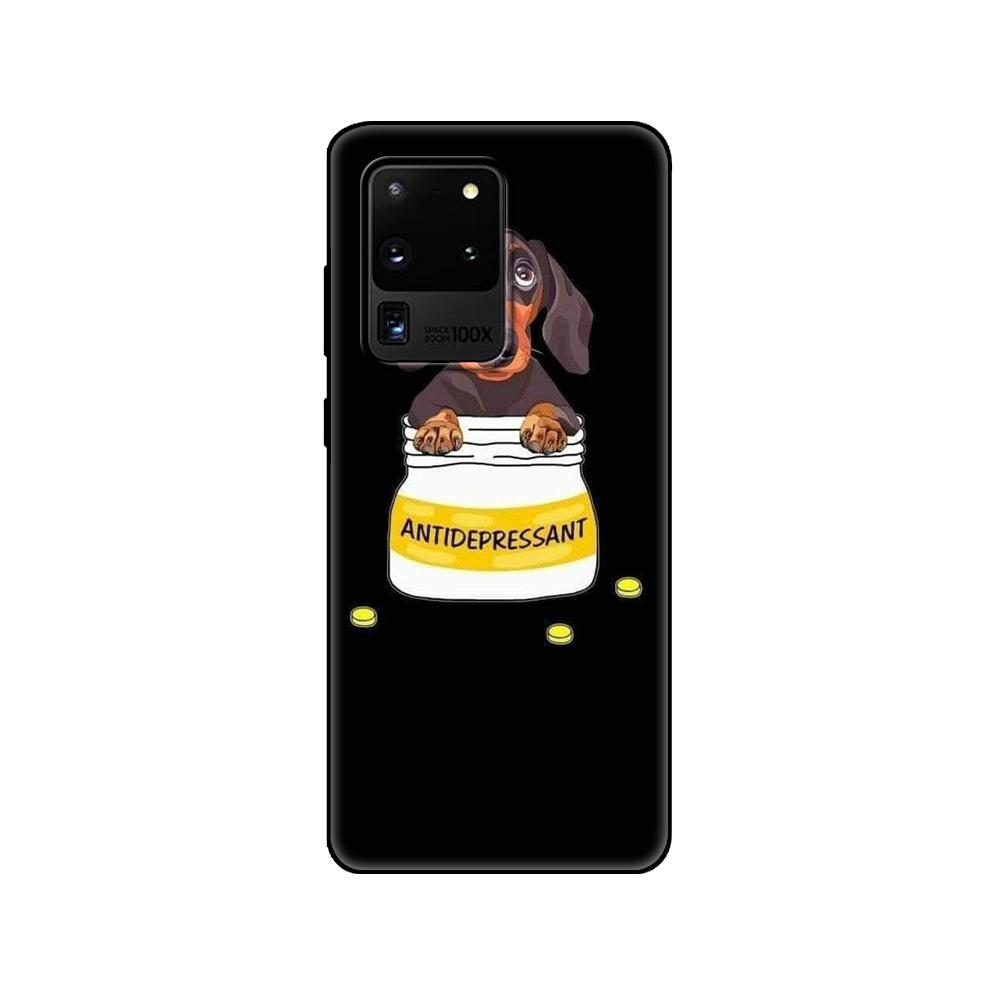 Черный чехол из ТПУ для Samsung Galaxy S20/S20 PLUS/S20 ultra/S20+/S20FE задняя крышка животные собаки такса красочные милые