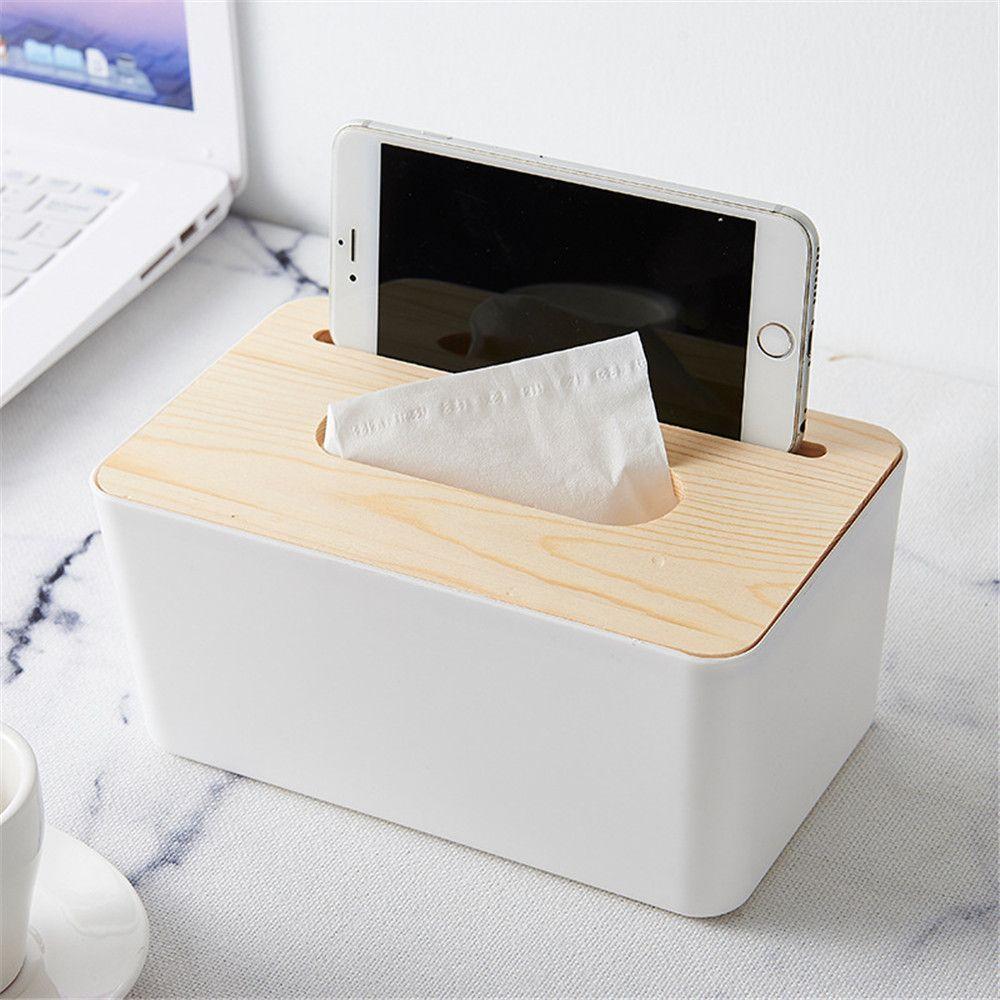 2PCS Cartoon Interior Products Wood Wooden Tissue Box Napkin Paper Boxes Storage Case Cover Holder