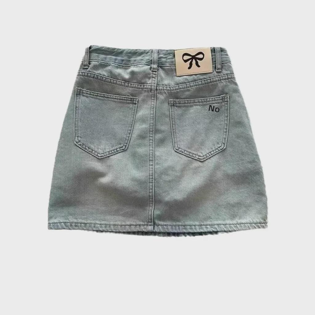 2025 Женская узкая юбка-трапеция большого размера в американском стиле в стиле ретро из денима