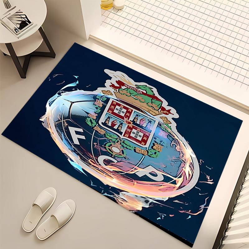 1pc FC Porto LOGO Print Area Rug - Soft, Washable Non-Slip Indoor Mat, Living Room, Home Office Decorative Rug,Office Decorative