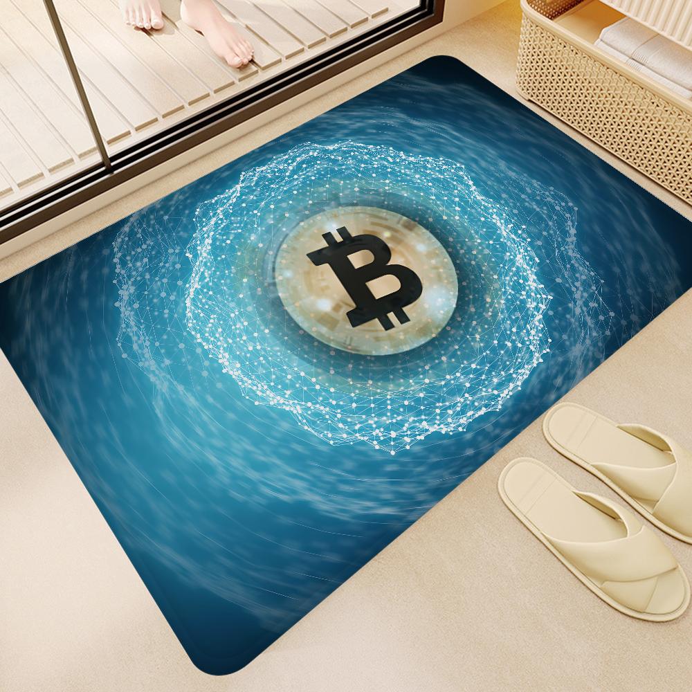 Забавная коврик для пола Bitcoin Gold и денег Аниме Тратить или копить Нескользящий коврик для прачечной Декор прачечной Балкон Детская гостиная