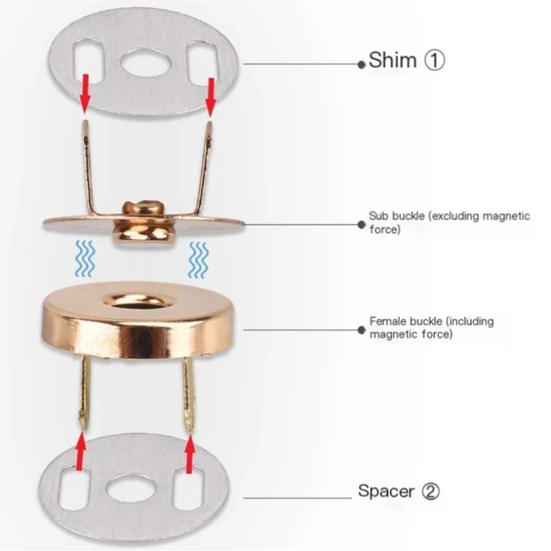 Magnetic Snap Fasteners Clasps 1 Set 14/18MM Easy to Use Buttons for DIY Handbag Purse Keychain Craft Accessories