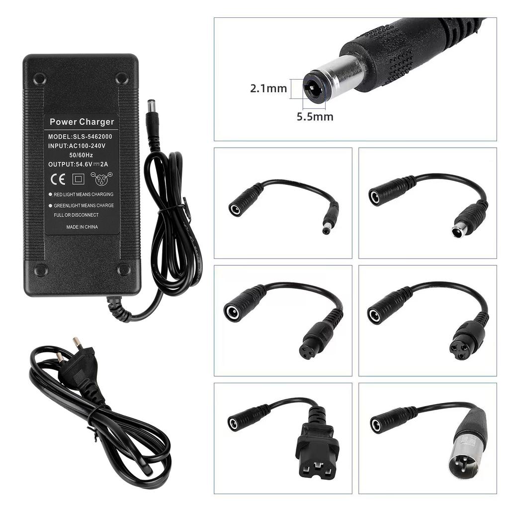 Electric Scooter Charger 54.6V 2A Power Adapter for Electric Scooter Electric Bikes