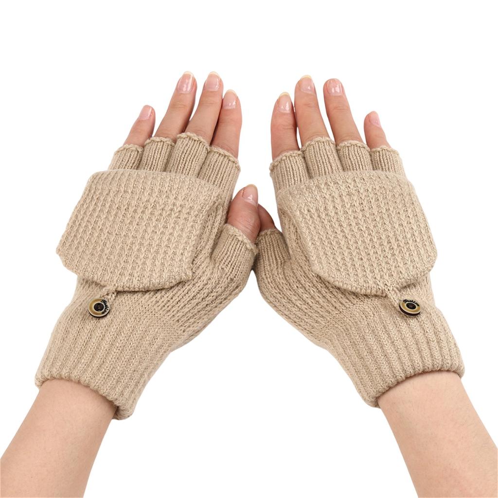 Перчатки шерстяные полосатые флип теплые полупальцевые мужские и женские студенческие пишущие перчатки с открытыми пальцами вязаные