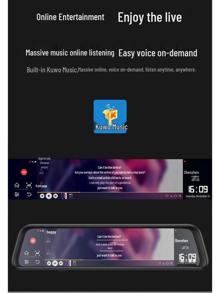 12" Android 8.1 Rearview Mirror Dash Cam with Dual Lens & 4G RAM AR Navigation.