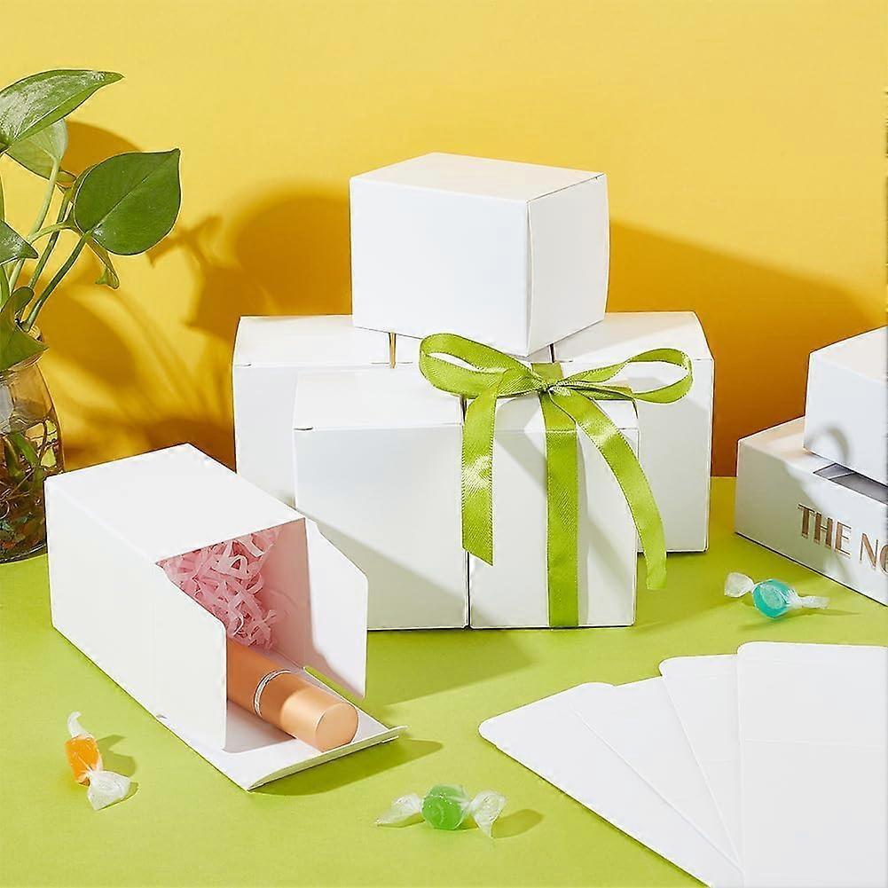 120 Pack White Kraft Gift Boxes 3.1x2.3x2.3 inch Packing Cardboard Box Square Favour Present Box for Anniversaries Birthdays Weddings Graduation DIY