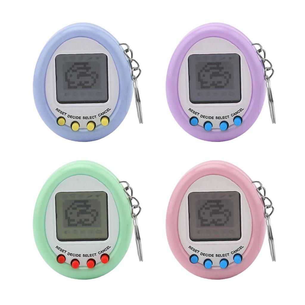 2PCS Macaron Mini Electronic Pet Machine Virtual Pet Tamagotchi Toy With Keyring Virtual Cyber Toy For Kids Birthday Gifts