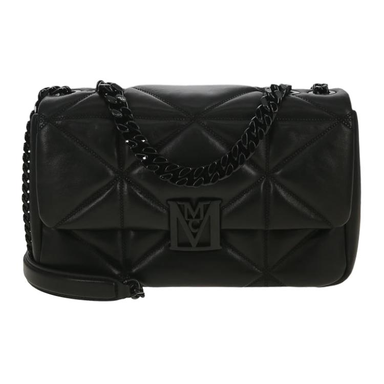 MCM Travia Logo Style Quilted Chain Shoulder Strap Lambskin Crossbody Bag Small Women bags Black MWSCALM03BK001