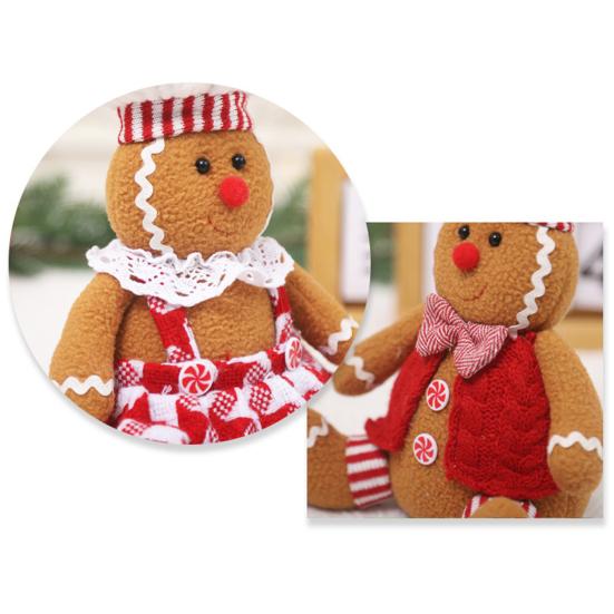 Рождественская плюшевая кукла пряничный человечек, мягкая набивная рождественская кукла, игрушка для праздничного декора, сидящая пряничная игрушка для девочки и мальчика, для дверной книжной полки