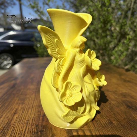 Декор в лесном стиле, 3D-печатная статуэтка-ваза для сказочного сада, Фантазийный цветочный горшок с яркой желтой статуэткой-вазой, Двусторонний держатель для рабочего стола, прихожей