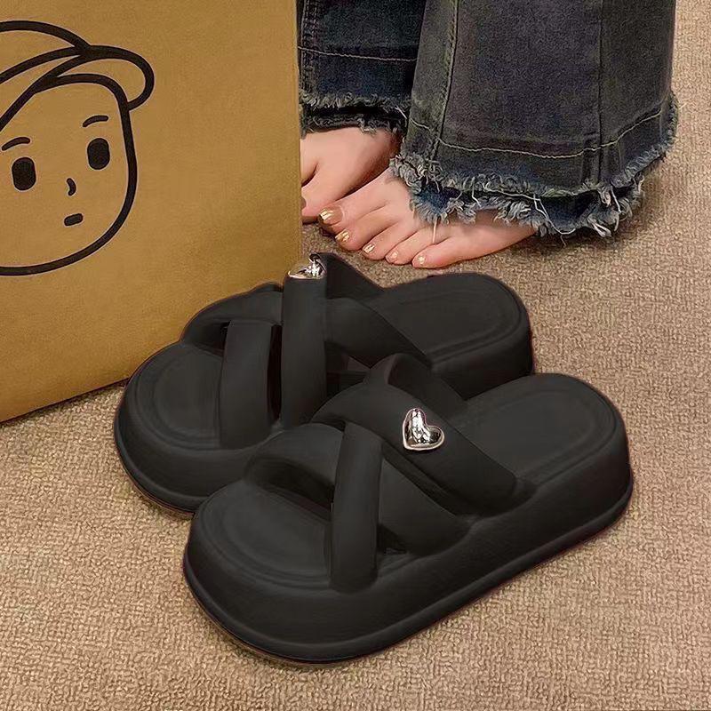 Женские летние тапочки EVA 2024 года: Повседневные, нескользящие, на толстой подошве, увеличивающие рост модные сандалии для отдыха на природе и пляжа.