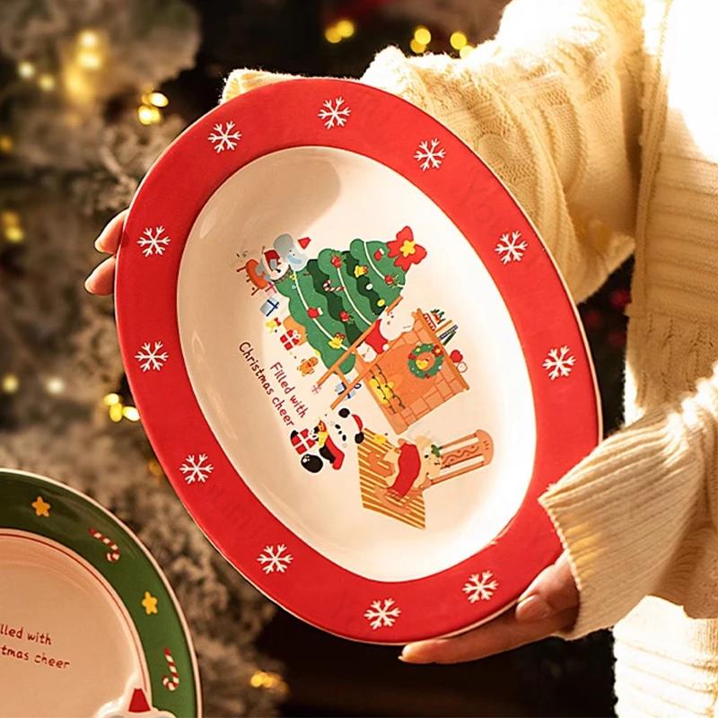 Modern Style Cute Ceramic Plates High End Cartoon Anime Exquisite Dining Plates Christmas Gifts Household Tableware