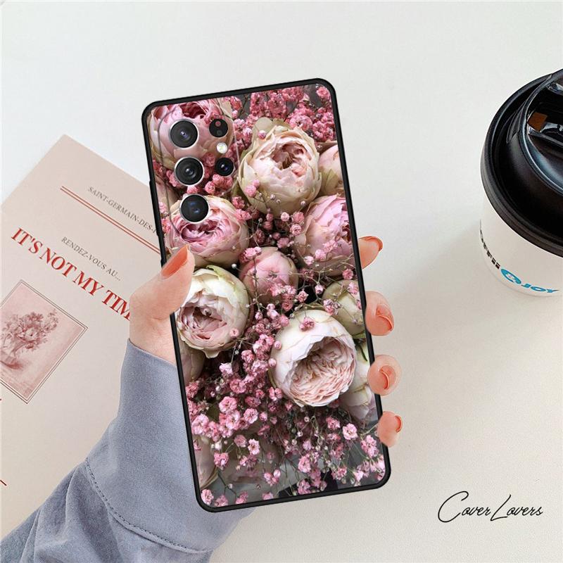 Peonies Beautiful Flower phone case For Samsung Galaxy S24 S25 S23 S22 Ultra Note 10 20 Plus S20 S21 FE Cover