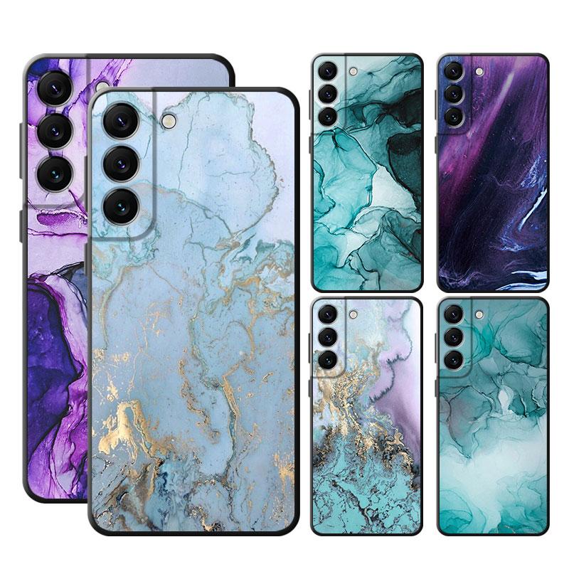 Цветной мраморный художественный чехол для телефона для Samsung Galaxy S22 Ultra 5g S21 Plus S20 Fe S7 S21 S8 S10e S10 S9, черный мягкий чехол