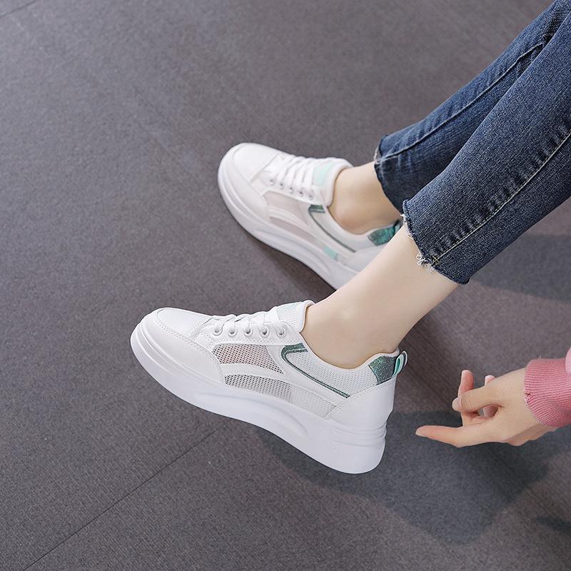 W1712 Inner Height Increase White Shoes Women's Shoes New Summer Mesh Single Shoes Trendy Versatile Casual Board Shoes