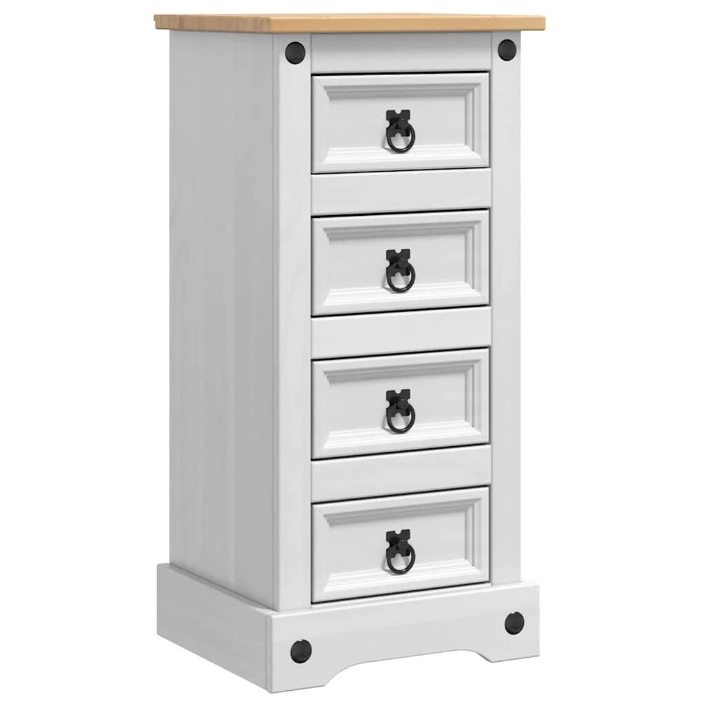 Nightstand CORONA White 35 x 32.5 x 74 cm Solid Pine Wood
