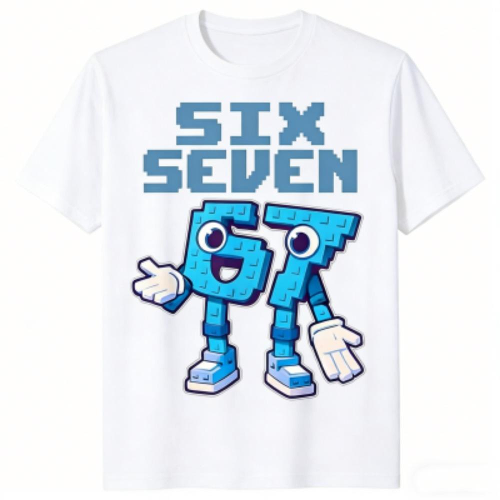 Summer Fashion Cartoon 67 Print Men's T-Shirts Summer Street Short-Sleeve Outdoor Casual Clothing for Men's and Women's Tees Top