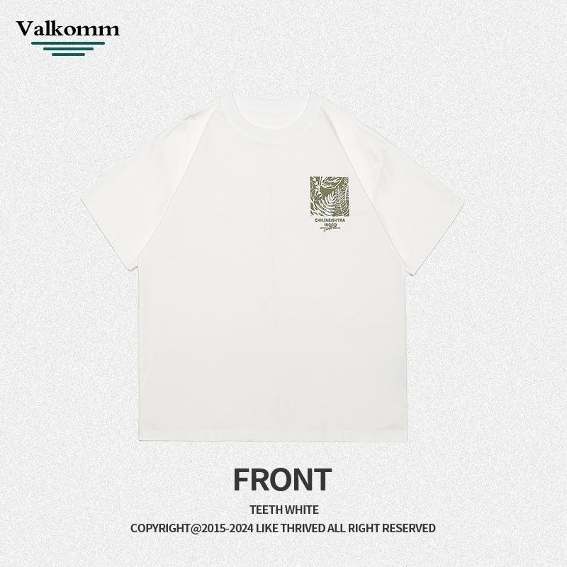 Летняя новая хлопковая футболка мужская модный бренд персонализированный растительный узор свободная короткорукавная футболка чистый хлопок дышащая