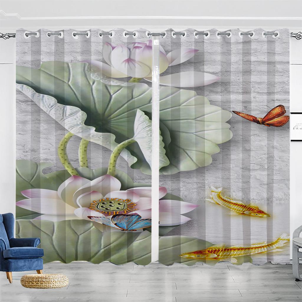 Lotus Pond Китайский Стиль Гостиная Тень Шторы Спальня Домашнее Украшение Чернила Lotus Цифровая Печать Тонкие Шторы