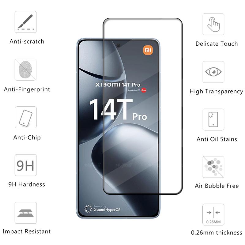 3 шт. Полное защитное покрытие экрана закаленное стекло для Xiaomi 14T / 14T Pro прозрачная защитная пленка