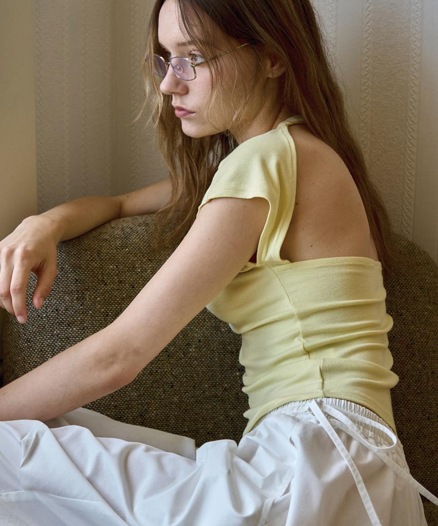SIGREAT Backless T-Shirt_Yellow