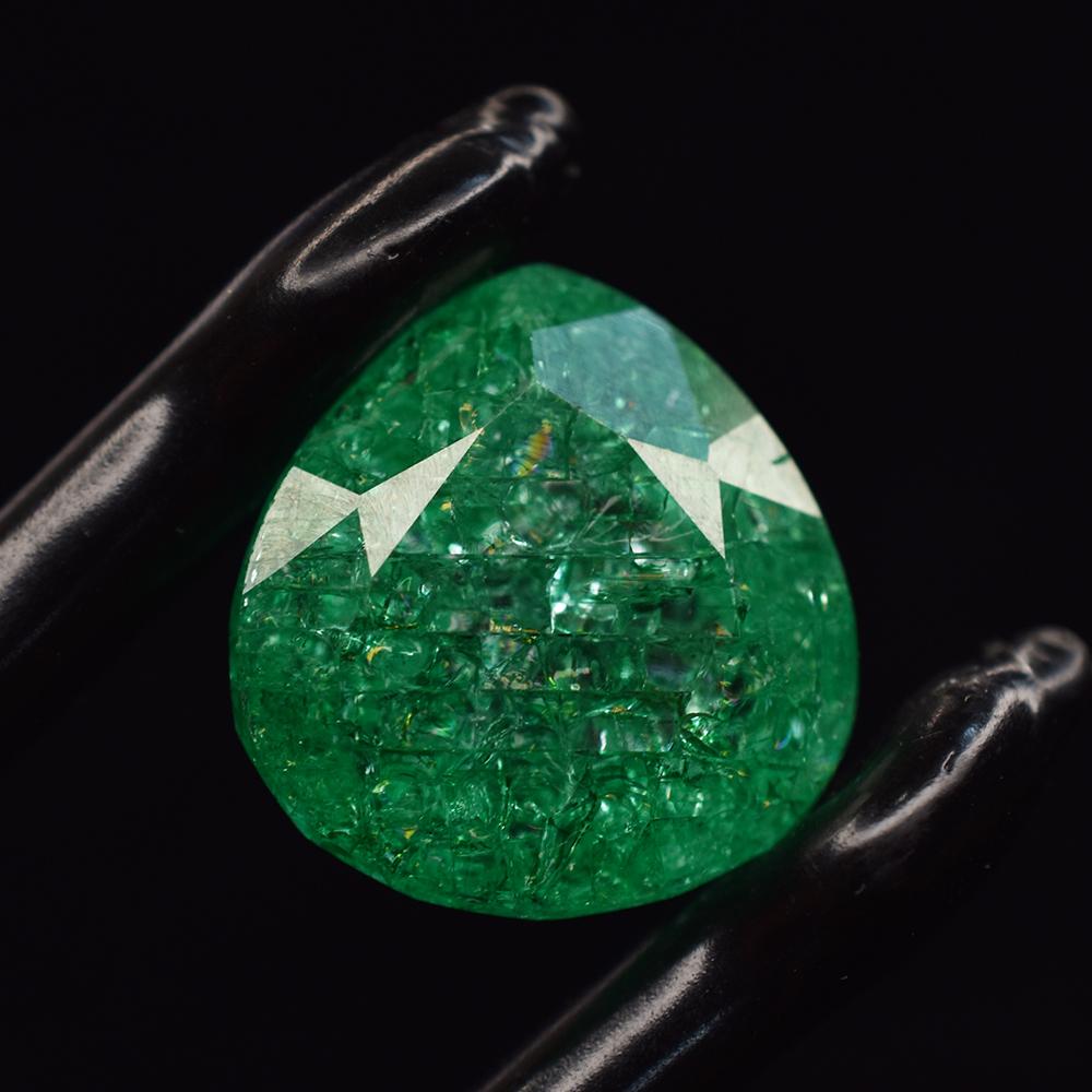 Natural Green Emerald Loose Gemstone 20.15 ct Pear Cut 15x15 mm for Jewelry Making and Crafts