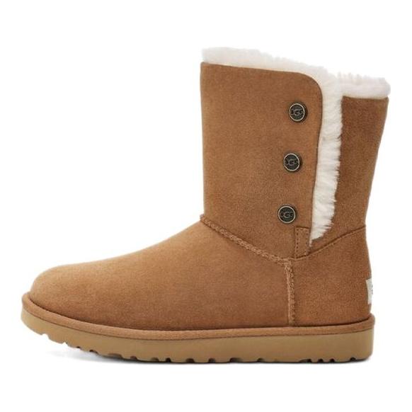 UGG Женские зимние ботинки Bailey Snaps, теплые, прочные, амортизирующие, нескользящие, модные, повседневные, плюшевые, до середины голени, коричневые 1127151-CHE