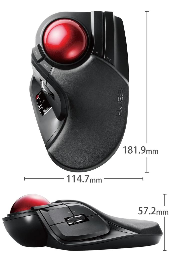 ELECOM Wireless Trackball Mouse, Large Ball, 8 Buttons, Tilt Function, Black, M-HT1DRBK