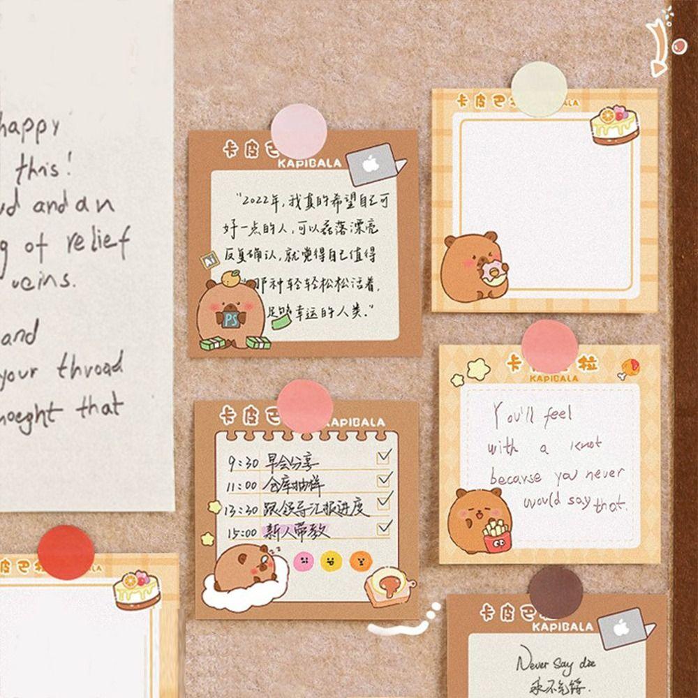 Самоклеящийся блокнот для заметок с капибарой N раз Бумага для сообщений Многофункциональная липкая заметка с капибарой Офис