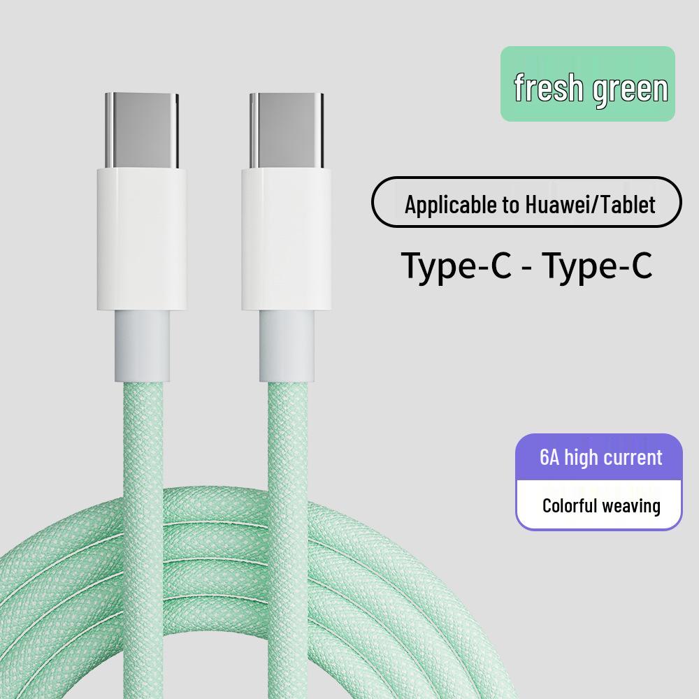 Двойной плетеный кабель Type-C для Huawei, Xiaomi (66 Вт) & Яблоко (15 Вт ПД) Быстрая зарядка