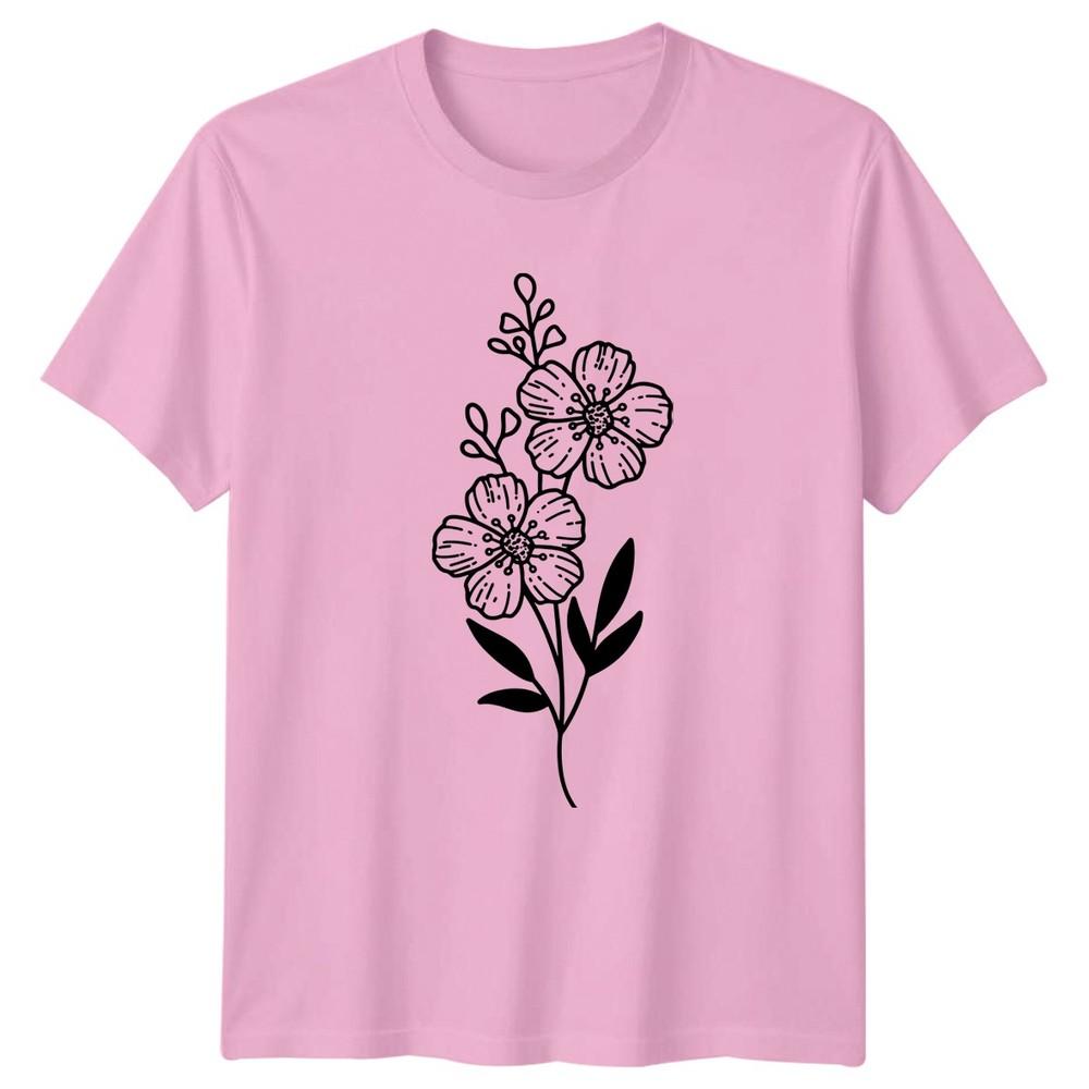 Elegant Minimalist Floral Design TShirt Botanical Nature Birthday Gift