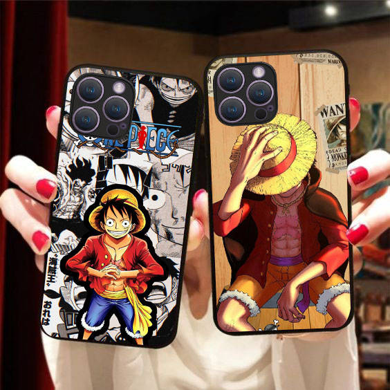 BW-2 Anime One Piece Soft Black Case for iPhone XR 14 15 11 12 13 6 7 8 X XS Pro Max Samsung S22 S23 S21 S24 FE Ultra S8 Plus