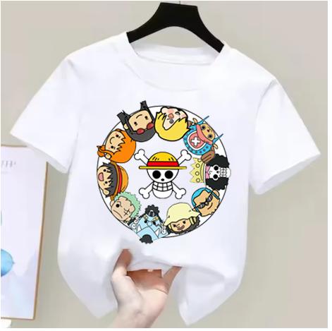 One Piece Boys and Girls Tshirt Summer Childrens Anime Tshirt Cute Clothes Fashion Cartoon Tshirt Birthday Gift Top