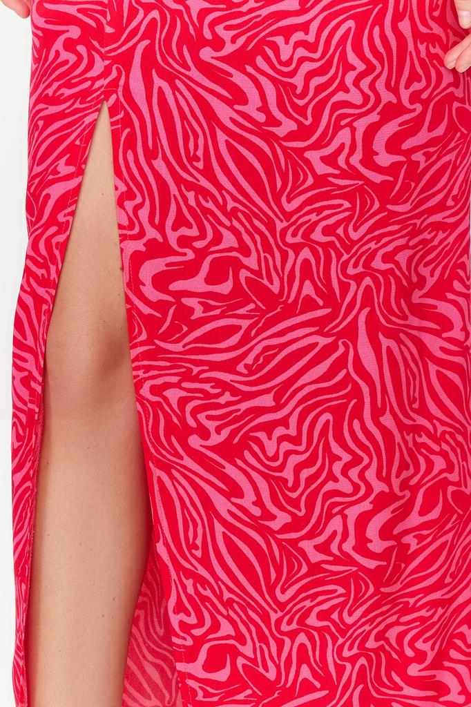 Women's Fashion Black Slit Detailed Fish Shape Maxi Length Woven Skirt