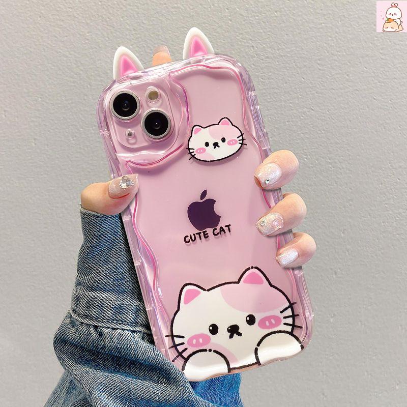 Милый 3D-чехол с ушками стеснительного кота для Xiaomi 15T 15 12T Redmi 15 15C Note 15 Pro 5G 4G POCO X7 X6 X5 X3 M3 M4 M6 F6 F7 Pro F8 Ultra