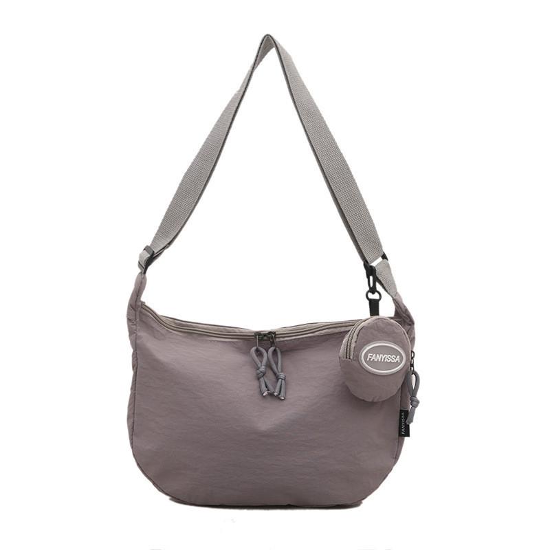 Soft Girl Nylon Satchel Bag With Zipper Closure For Daily Use