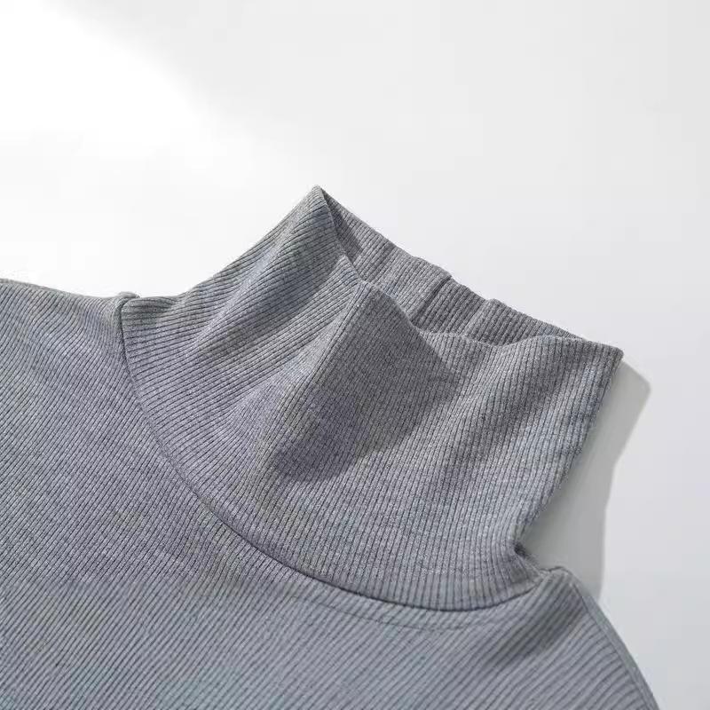 Ветрозащитная эластичная водолазка с длинными рукавами, женская универсальная однотонная облегающая футболка с нитками и верхом