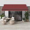 VidaXL Manual Retractable Awning with LED Bordeaux 400x300 Cm, Awning, Door Awning, Garden Awning, Blind, Awning of 3310187