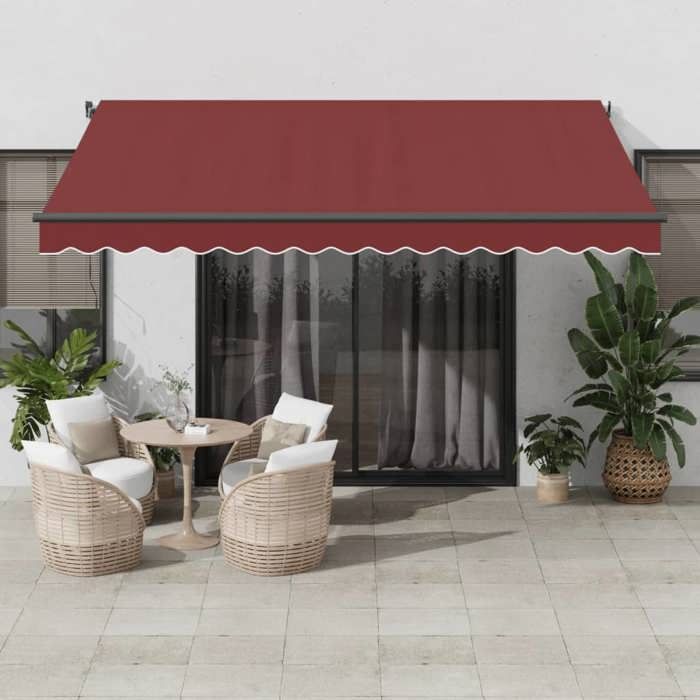 VidaXL Manual Retractable Awning with LED Bordeaux 400x300 Cm, Awning, Door Awning, Garden Awning, Blind, Awning of 3310187