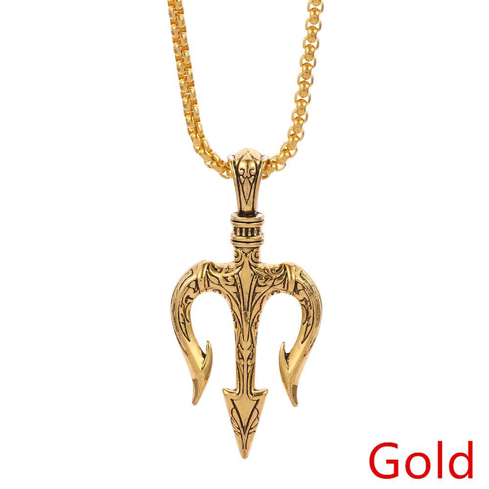 Gift Fashion Retro Charm Chain Punk Vintage Necklace Neptune Trident Pendant Hip Hop Choker