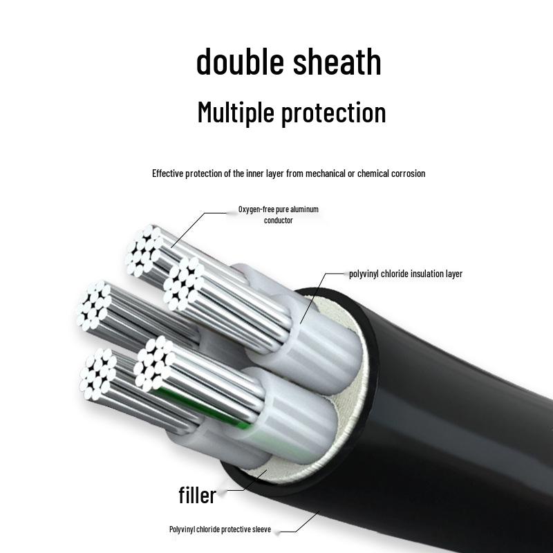 Flame Retardant Aluminum Core Cable ZC-YJLV, 4/5 Cores, 50/95/120 Sq, for Construction Site Engineering.
