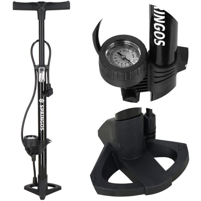 Ручной велосипедный насос SPRINGOS® с манометром до 11 бар - Головка с двойным клапаном