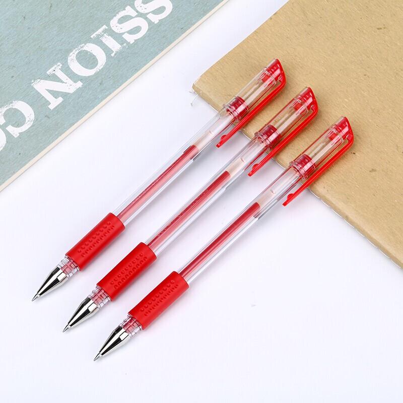 Deli 6600ES 0.5mm Red Bullet Tip Gel Pen, 12-Pack