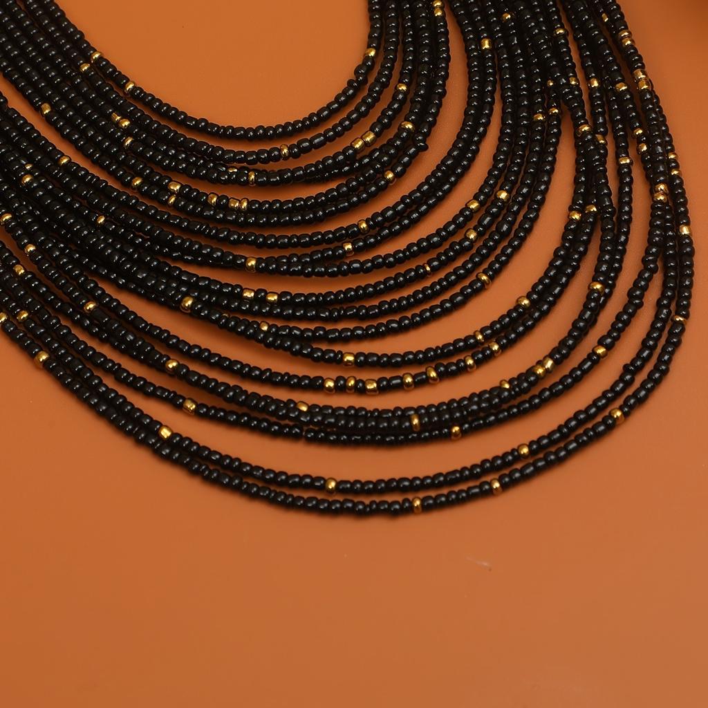 Ретро Этнический Стиль Ожерелье из Рисовых Бусин Богемный Многослойный Бисероплетеный Свитер Цепочка