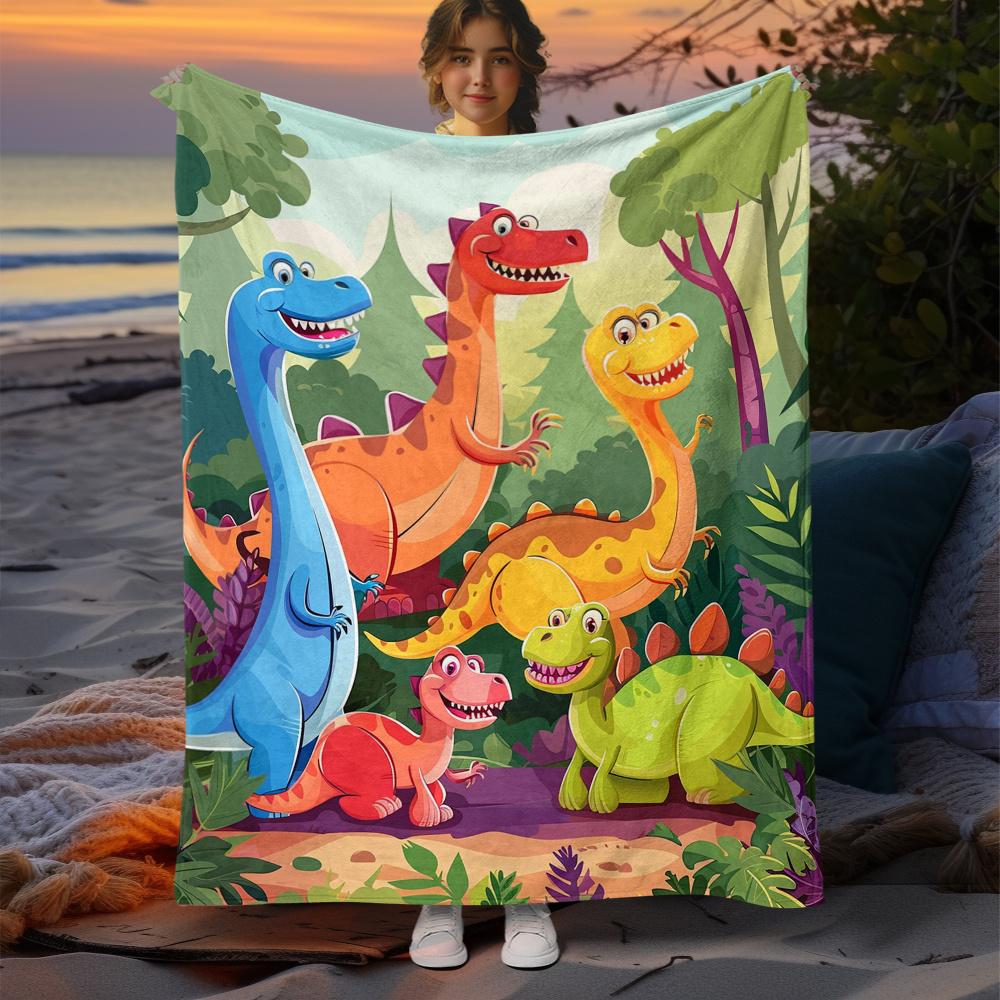 1pc Dinosaur Blanket Printed Thin Blanket.Four Season Blankets Suitable for Sofas,beds,living Rooms,travel,soft and Nap Office Shawl Blanket